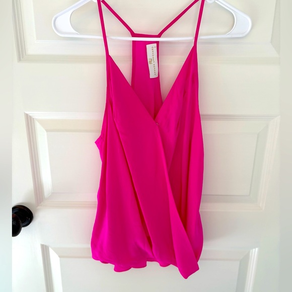 Amanda Uprichard Tops - AMANDA UPRICHARD Hot Pink Silk Spaghetti Strap Faux Wrap Top, Size sm